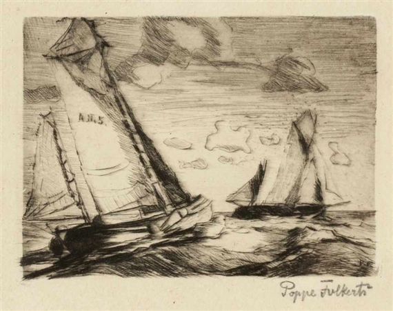 Segler auf bewegter See by Poppe Folkerts