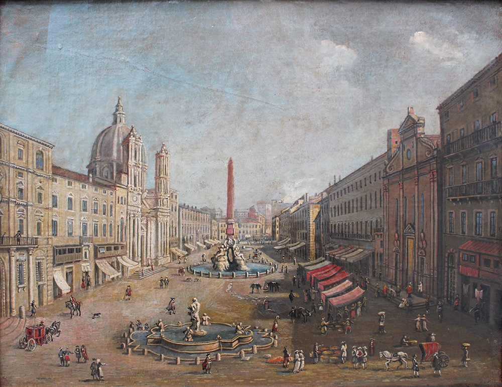Gaspar Van Wittel | View of the Piazza Navona with merchants and ...