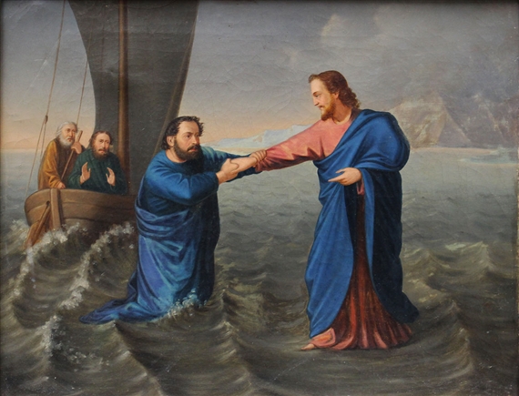 Jesus and Petrus at the Sea of Galilea by Nazarene School, 19th Century