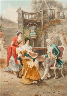 Figures in a Courtyard - H. Lurion