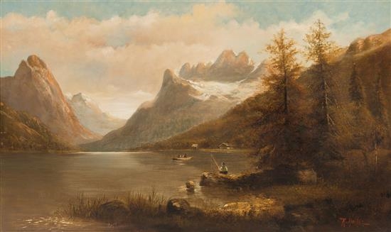 Artwork by R. Neiber, Alpine Lake, Made of Oil on canvas