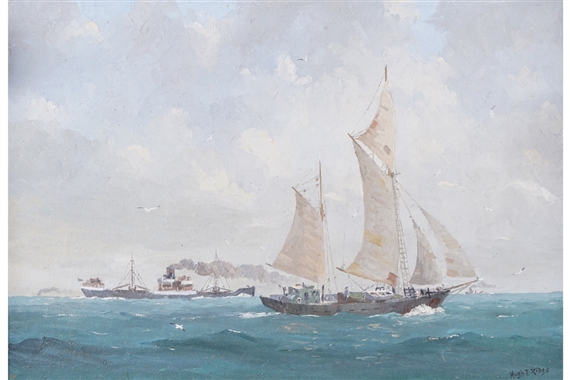 Hugh Edward Ridge | Sailboat and steamship | MutualArt