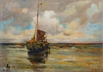 Küstensegler mit gerefftem Segel - I. Mesdag