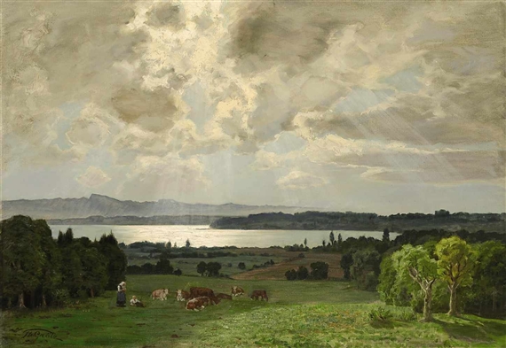 Blick auf den Simssee bei Ströbing by Theodor Grätz