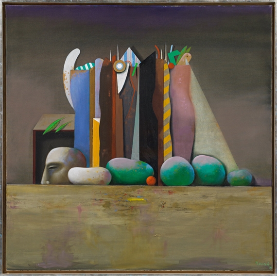 Stillleben mit Kopf und Früchten by Karl Korab, 2010