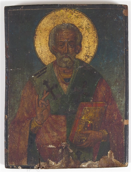 A group of 4 icons with one part icon, of various dates, all on panel by Russian School