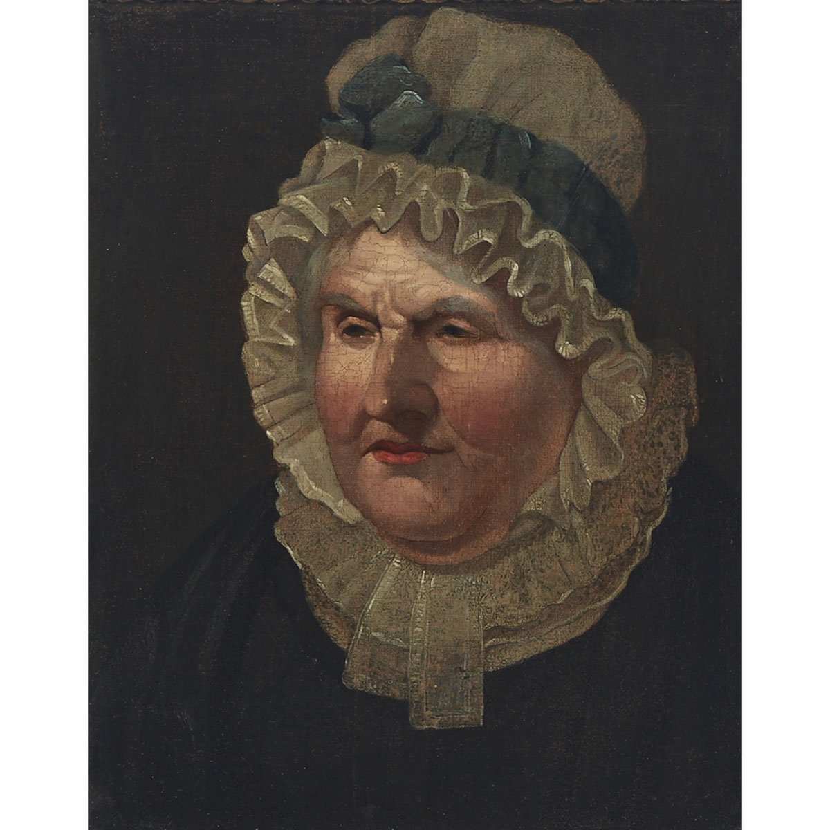 Artwork by Louis Dulongpré, Portrait Of A Lady In A Ribbon-Tied Bonnet, Made of Oil on canvas