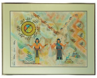 Depicting traditional Pueblo figures and symbols - Geraldine Gutierrez