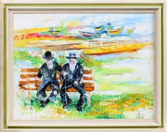 Rabbis Seated at the Shore - Michael Gleizer