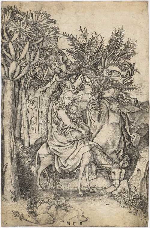 Artwork by Martin Schongauer, The Flight to Egypt, Made of Engraving