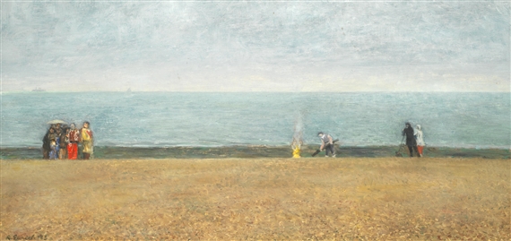 'Burning Wreckage on the Beach' by Richard Eurich, 1985