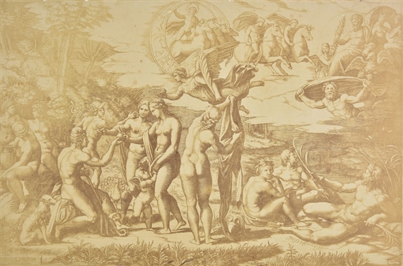 A group of four salt prints of wood engravings of Marc Antoine Raimondi - Francois Benjamin Marie Delessert