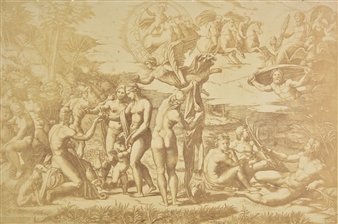 A group of four salt prints of wood engravings of Marc Antoine Raimondi - Francois Benjamin Marie Delessert