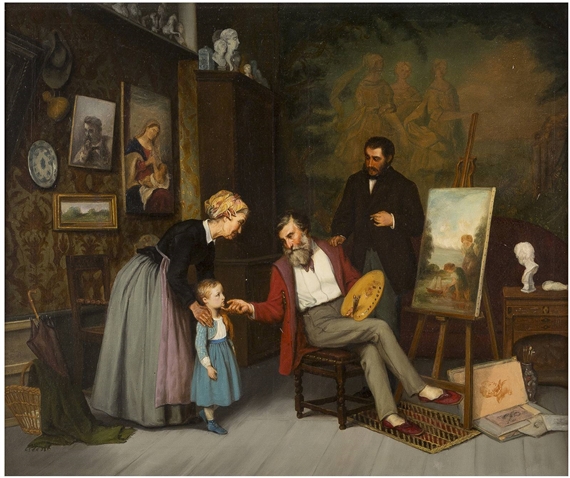 Im Atelier by Adolf von Becker