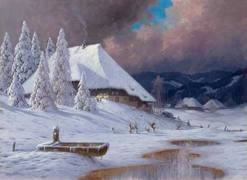 Winterlandschaft mit aufziehendem Gewitter by Karl Hauptmann