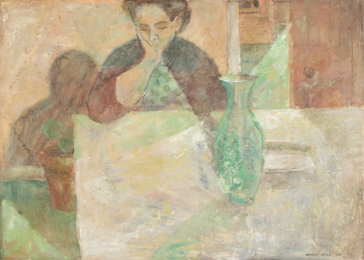 Artwork by Ronald Kirk, THE GREEN VASE, Made of Oil on board