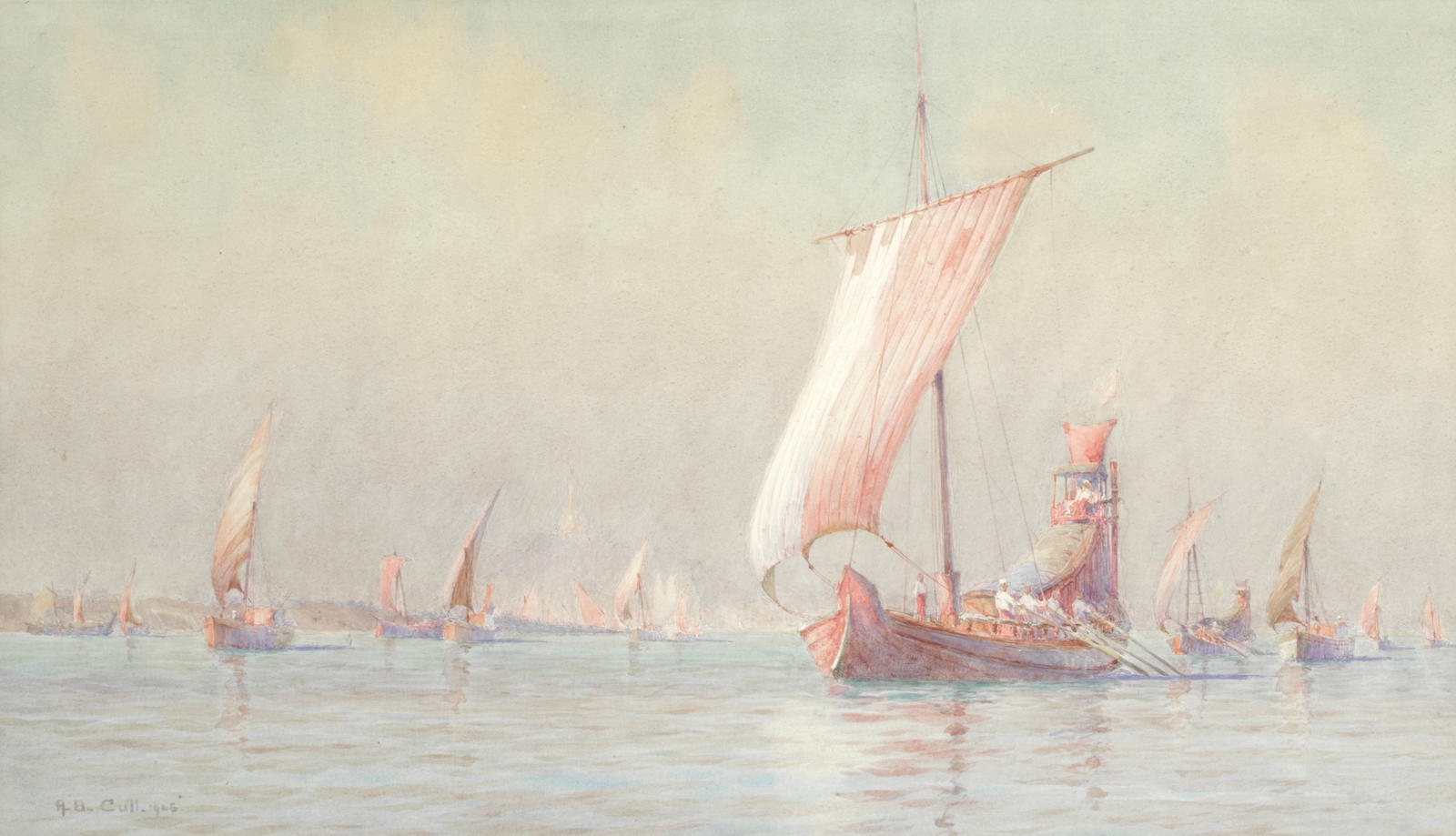 Artwork by Alma Claude Burlton Cull, Canal scene, Made of watercolour