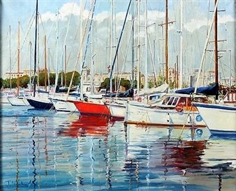 Barcos en el puerto de Barcelona - Jose Webster Gil
