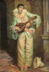 Harlequin with mandolin - Agustin Poche Trull