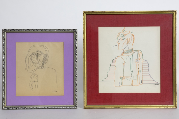 Artwork by Johan Rahm, twee tekeningen, Made of drawings