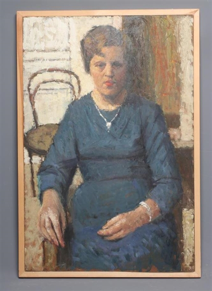 Portrait of a Young Woman in a Blue Dress