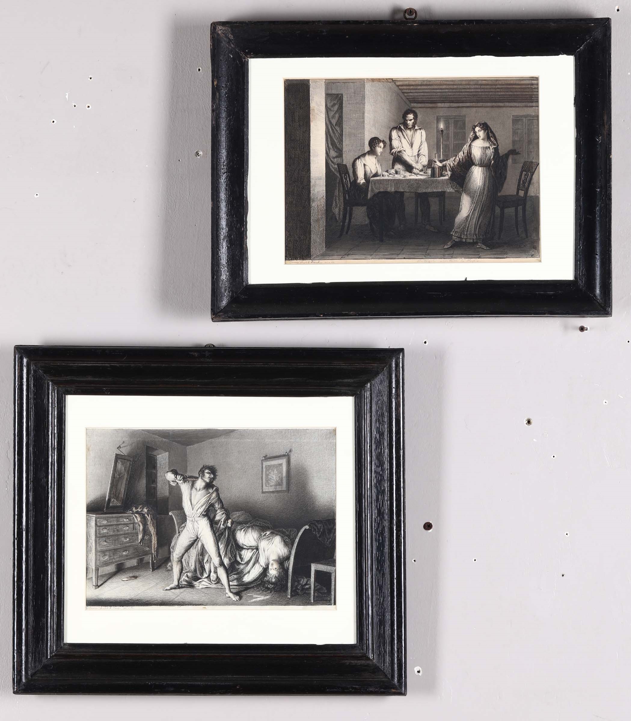 Artwork by Giovanni Busato, 2 Works: Scene di Gusto Neoclassico in un Interno, Notturne, Made of Pen and ink on paper