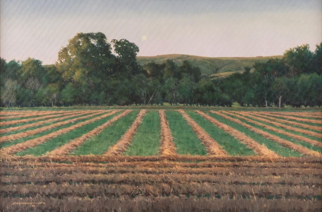 Artwork by Dan Dernovich, Moon, Cottonwood and Hay, Made of oil on canvas