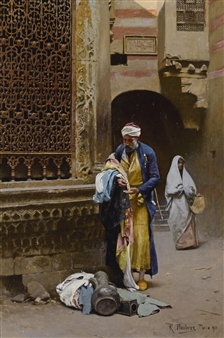 MERCHANT BEFORE THE SABIL OF NAFISA AL-BAYDA, CAIRO - Raphael von Ambros