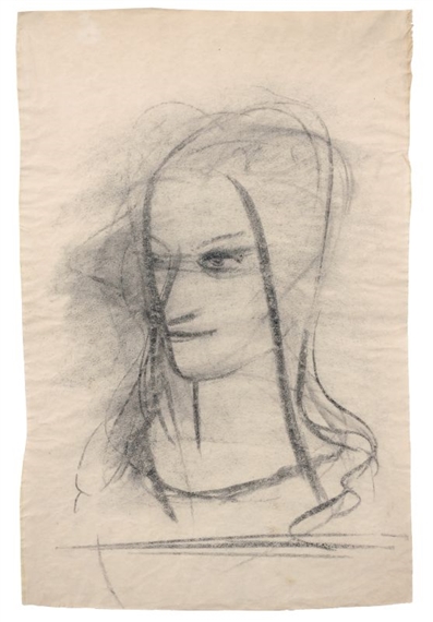 Kopf eines schmalen Mädchens mit langem Haar