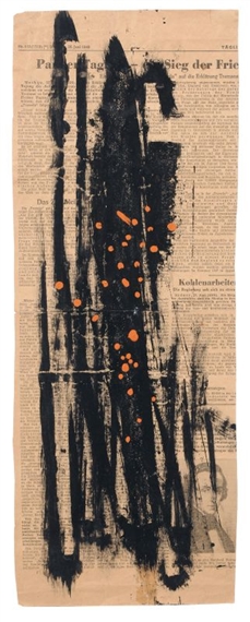 Orange Flecken auf schwarzen Strichen