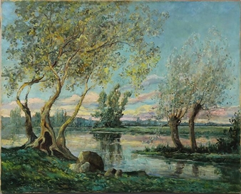 Uferlandschaft - Paul Auguste Leon Méry