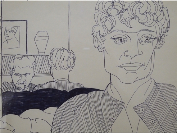 Two Works: EVE GROSS KITTS TWO VIEWS, AND ONE OF THE ARTIST by Alasdair Gray, circa 1970