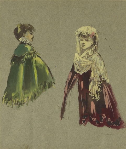 Bozzetto con due costumi per 'La Traviata', regia di Luchino Visconti by Lila De Nobili, 1955