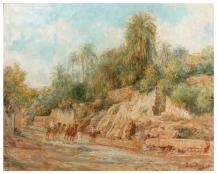 La caravane dans l'oasis by Edouard Verschaffelt