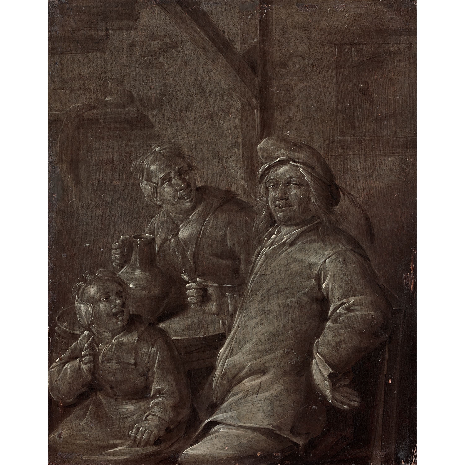 Artwork by Jan Jacobsz Molenaer, Buveurs dans un cabaret, Made of oak panel