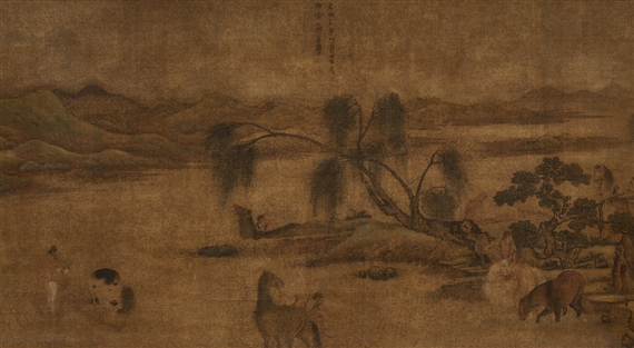 Horses and Grooms by Zhao Mengfu