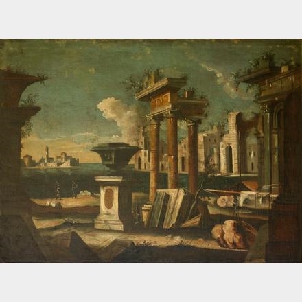 Artwork by Italian School, 18th Century, Ancient ruins, Made of oil on canvas