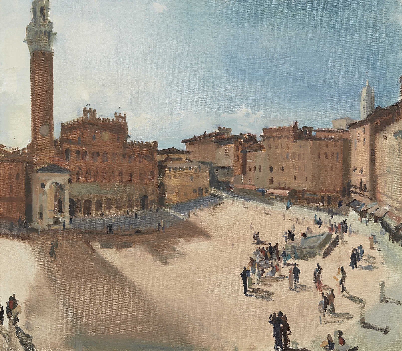 Artwork by Clement Serneels, Siena Piazza, Made of oil on canvas