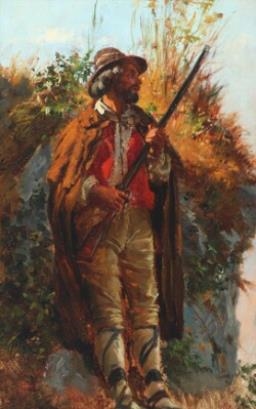 Artwork by Emil Carl Lund, Landscape wiyth a huntsman, Made of Oil on canvas