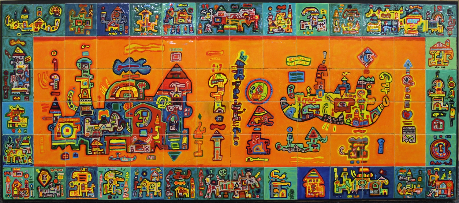 Artwork by Ynez Johnston, UNTITLED, Made of painted ceramic tiles