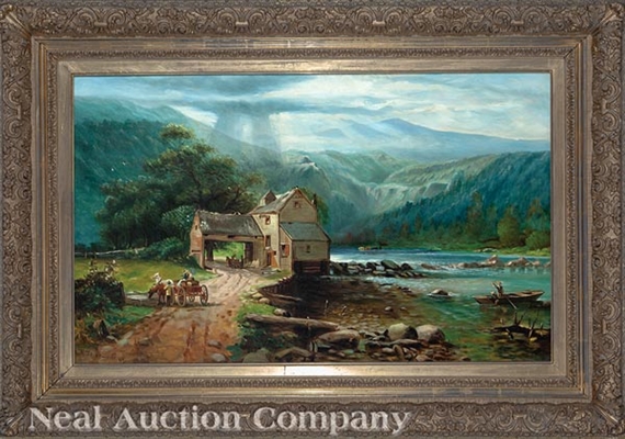 Mill on Lake by American School, 18th Century