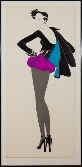 FASHION SKETCH FOR AMERICAN VOGUE by Antonio Lopez, Juan E. Ramos, 1971