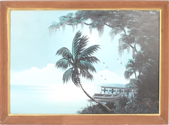 AL BLACK FLORIDA HIGHWAYMEN MOONLIT WETLAND OIL - Alfred Black