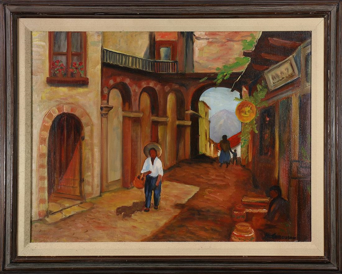 Artwork by Margaret Isabel Whitehead Ferguson, Mexican Street Scene, Made of Oil on canvas