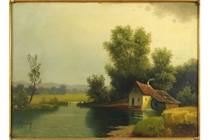 Artwork by K. Rodeck, The Watermill, Made of Oil on canvas