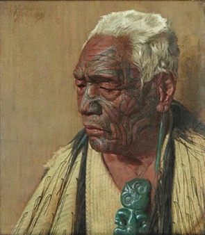 A Chieftain of the Arawa Tribe - Wharekauri Tahuna - Charles Frederick Goldie