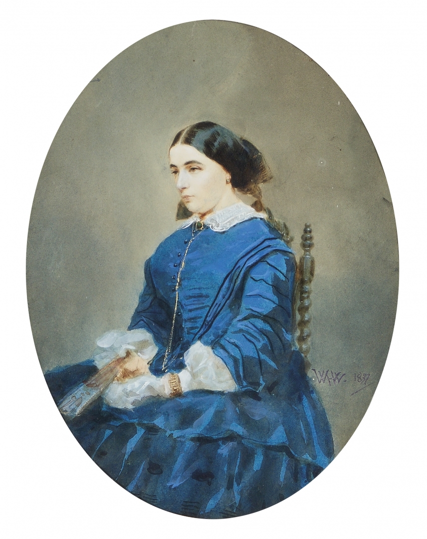 Artwork by Henry Walter Watts, La regina Vittoria d'Inghilterra diciottenne, Made of watercolor and tempera on paper