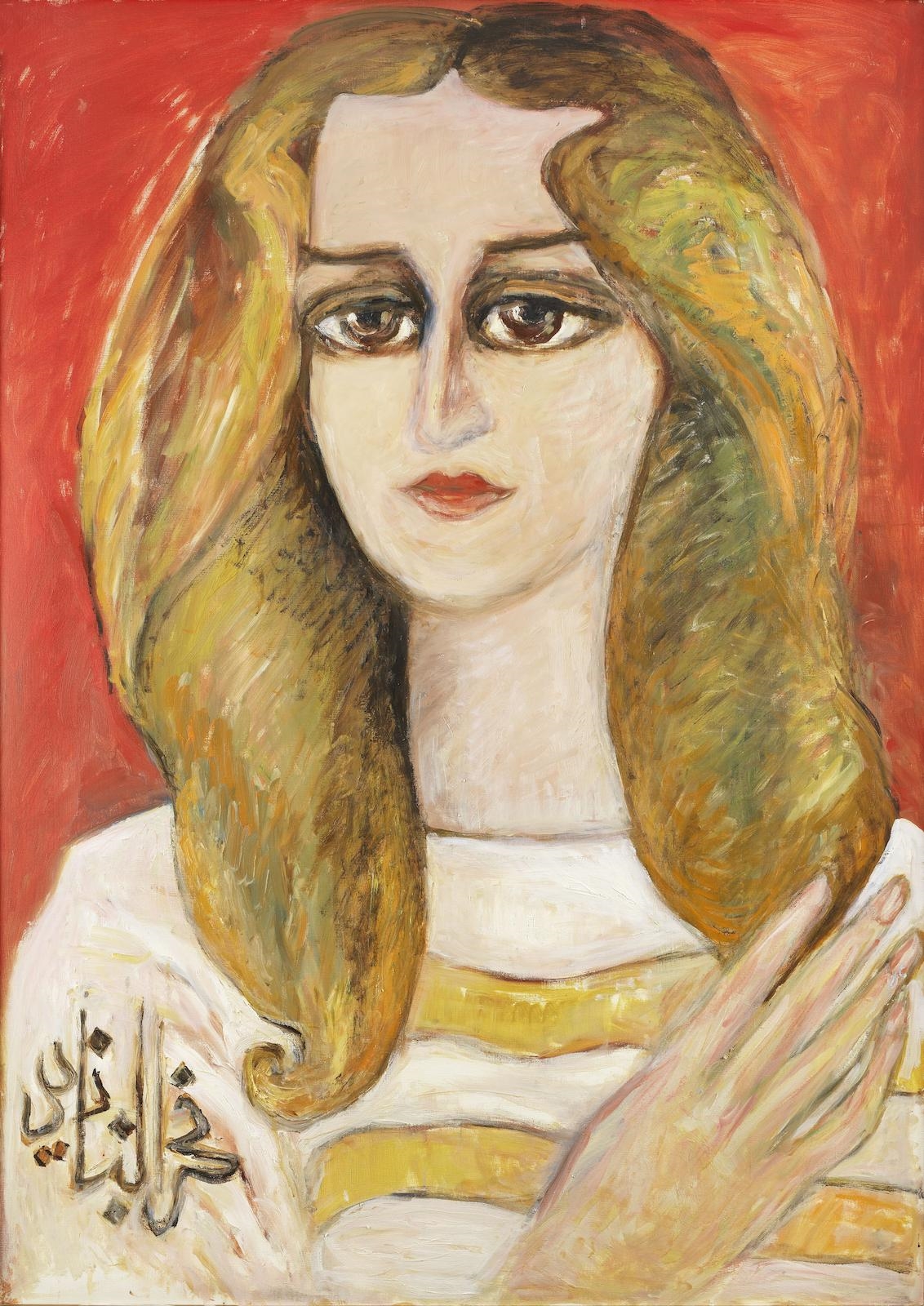 Artwork by Fahr-el-Nissa Zeid, Portrait of Rula Shukairy, Made of oil on canvas