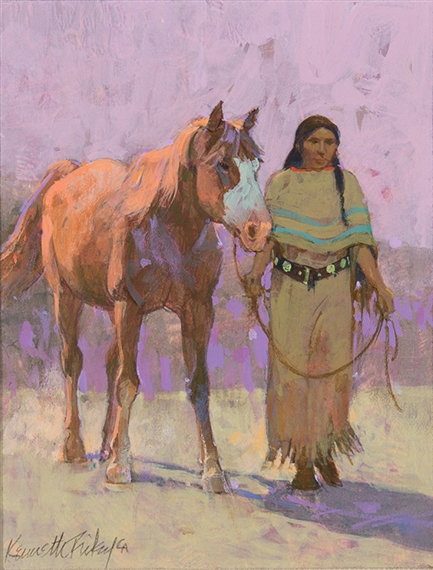 Kenneth Riley | Indian Woman Leading a Horse | MutualArt