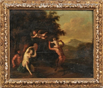 Wooded Landscape with Satyrs and a Nymph Dancing - Martinus de la Court